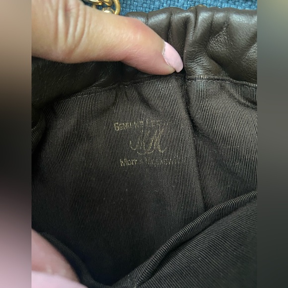 Vintage Dark Brown Genuine Leather Morris M. Handbag with Gold Chain - Picture 4 of 16